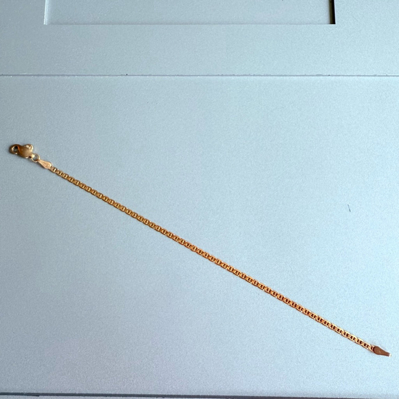 10K Solid Gold 2mm Mariner Flat Chain Classic Bracelet 6.75" - Picture 5 of 7